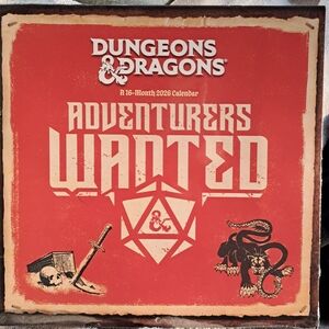 Dungeons And Dragons DND NEW Adventurers Wanted Wall Calendar 2026